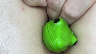 Tucking green away in my ass before I shower