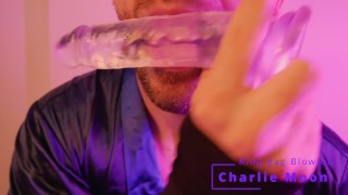 Sloppy BLOWJOB while GAGGED - DEEPTHROAT training & Ring-gag | BDSM | Charlie Moon |