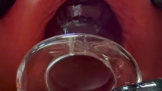 Stuffing 75mm glass plug close up