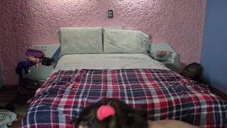 My owner humiliates me by giving me a very sloppy face fuck and makes me gasp