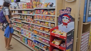 Public Flashing at 7Eleven # NO PANTIES at shoping