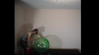 Blowing up Balloon and cum in it
