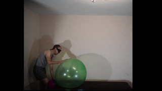 Blowing up Balloon and cum in it