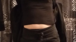 Cute goth girl stripping