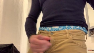 Showing those boxers, jeans, Close-up cumming in the shower room and cumming