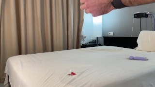 Tiny trapped in the condom of pillow humping giant