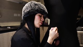 Luxurious Latina Mistress Milks BWC in her kitchen - seductive dirty talking handjob w/ big cumshot
