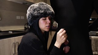 Luxurious Latina Mistress Milks BWC in her kitchen - seductive dirty talking handjob w/ big cumshot