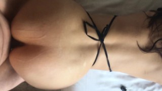 Cumming in Sarina Luv ass after she rides me reverse cowgirl pov anal creampie