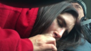 Sarina Luv sucks dick in the car on the way to fuck her is 100% throat GOAT