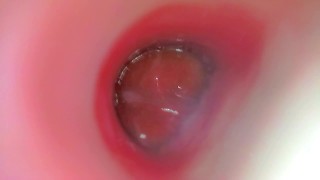 Camera Inside Pink Pussy Records A Huge Creampie From Within (Slow Motion Cumshot)