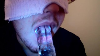 Masked Man Has Fun With 8 Inch Dildo