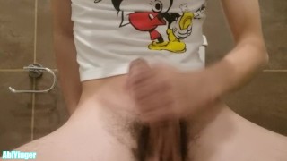 Twink Peeing And Masturbating His Big Cock
