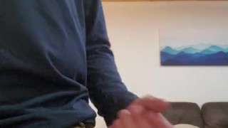 Stroking thick cock to a huge load