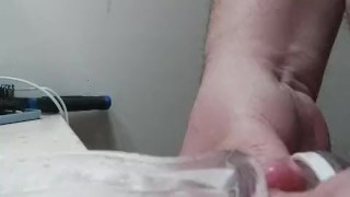 Fucking my toy and cumming hard on the sink