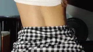 Petite Hot Latina Reverse Cowgirl through skirt