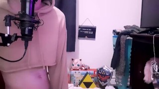 slutty femboy rides dildo while trying to show u his mario games~! (wholesome UwU)