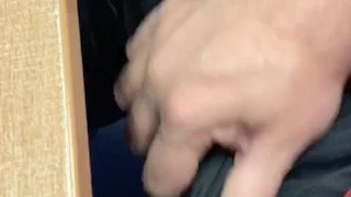 Getting horny in work playing with my throbbing cock