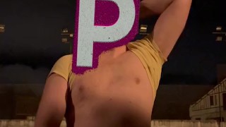 Hot Huge handsfree cum big load in public sports