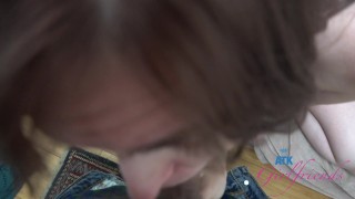 Super sexy Valentina Jade amateur with pretty blue eyes sucks cock and orgasms on cock POV