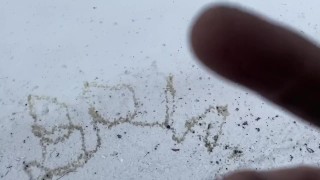 Amateur Twink Brian Public Urination Spelling Name in Snow