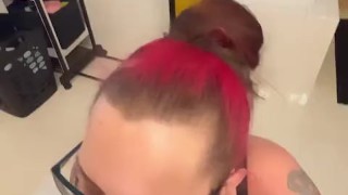 BBW stepmom milf sucks dick and gets naked and fingered from behind your pov