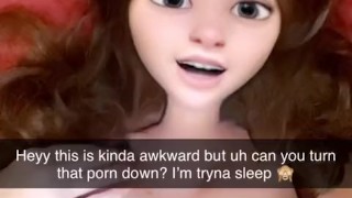 Hear my stepdad jerking to porn so I sext him on Snapchat until we cum