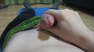 The guy jerks off his dick