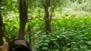 French daddy fucked his 20-year-old Asian slut in the forest