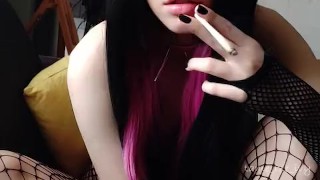 Succubus Babe smoking in fishnets(full vid on my 0nlyfans/ManyVids)