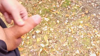 Huge cum in city central park, I could be caught any single moment