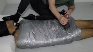 playing with mummified boy and mouth play