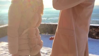 Down Jacket Outdoor Public Blowjob & Cumshot In Winter Wonderland - Couple Keyla & Lucas