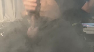 blowing clouds and stroking