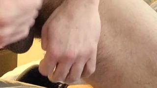 HAIRY MUSCLE BEAR STROKING AND CUMMING IN BED