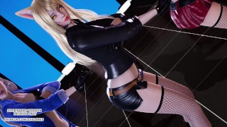 [MMD] AOA - Bing Bing Ahri Evelynn Seraphine Hot Kpop Dance League Of Legends Hentai
