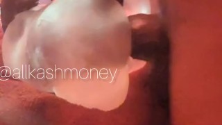 Clear toy deep strokes with cum shot