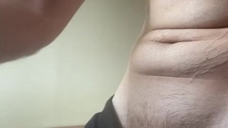 Solo male pumping a self made masturbator