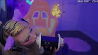 ASMR Cute Ear Breathing Kissing Licking Tingles + Mouth Sounds LOOP