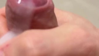 I hid in the bathroom to make myself feel good. Cumshot