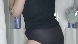 Shower strip tease and pissing myself