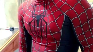 spiderman jerks off in his new suit 💦