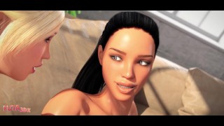 Futa3dX - Big Dicked Futa Blonde Shoves Her Huge Cock In Busty Brunette