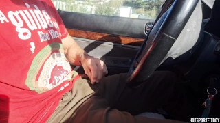 Cock Public Exposure: Risky Car Park Masturbation - Almost Caught by Passersby