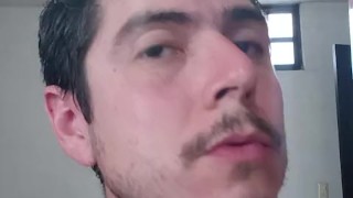 Handsome naked guy needs help applying aloe to his beautiful body