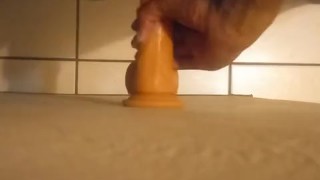 Femboy playing with Big Dildo
