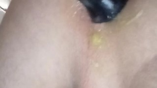 Pup boi pounds ass with black knotted cock