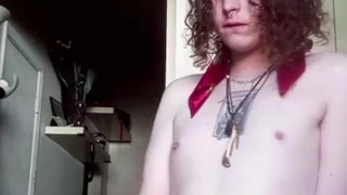 Twink Elf Ky Arson Plays Autoharp And Jerks Off SOLO