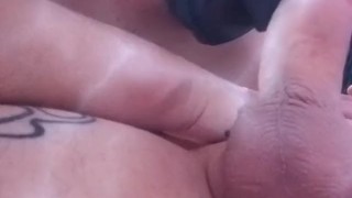 my step mom likes to have two cocks to suck, she always wants someone available.