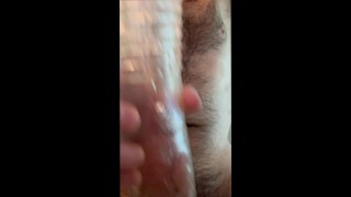 Jerk off with double stroker in Adidas NMD shoes and socks